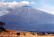 Mount Meru 14,980 ft in Arusha National Park, Tanzania 